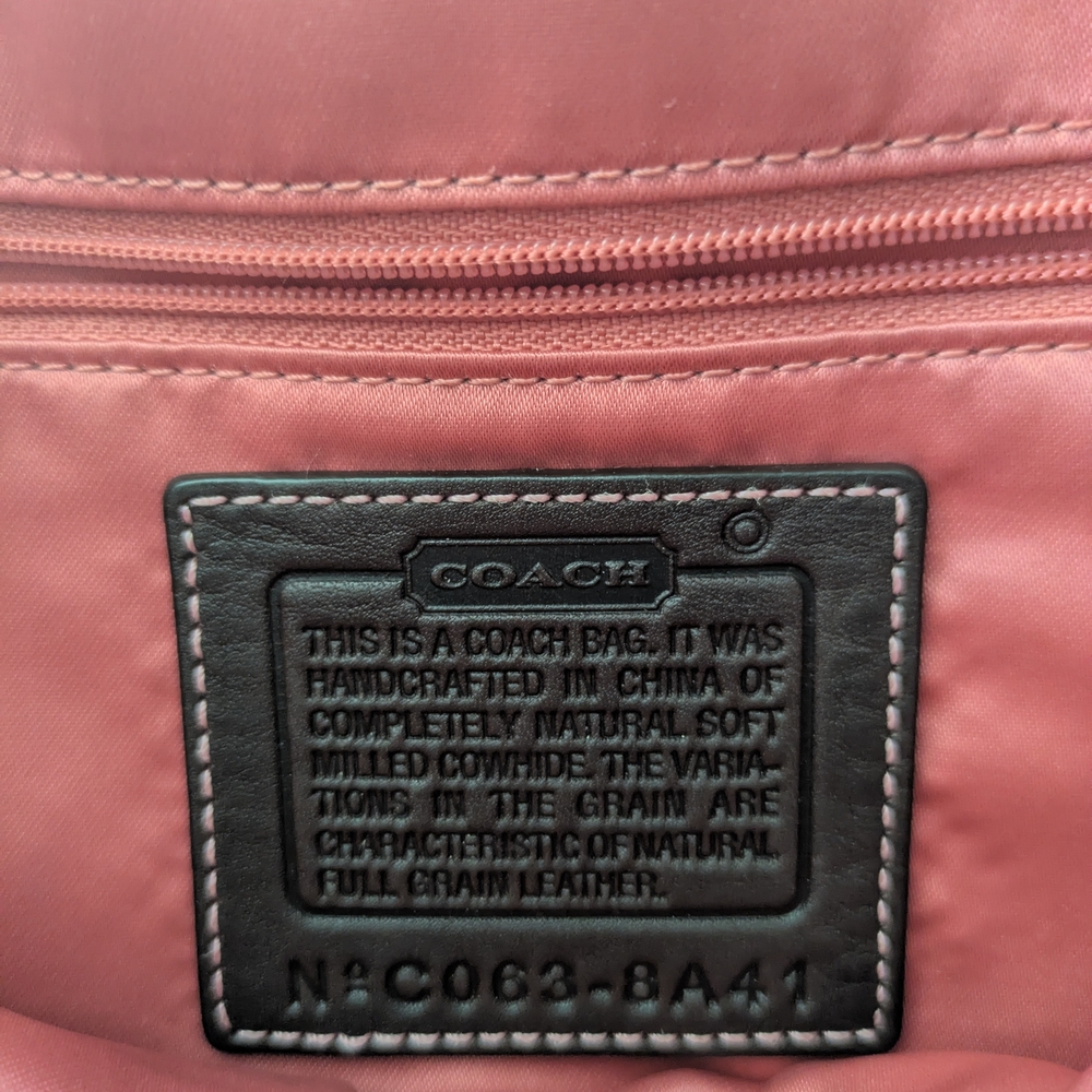 Coach Brown Leather Shoulder Bag, Tan Strap, Pink Interior/Stitching - NEW! 🩷 - Picture 7 of 13